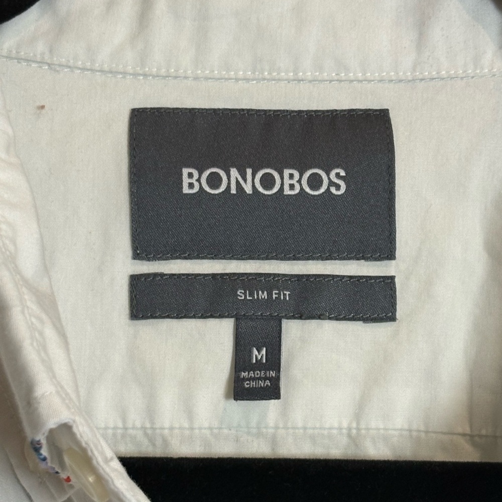 Bonobos Washed Button Down Slim Fit White Robot Print Sport Shirt Size Medium - Picture 6 of 7